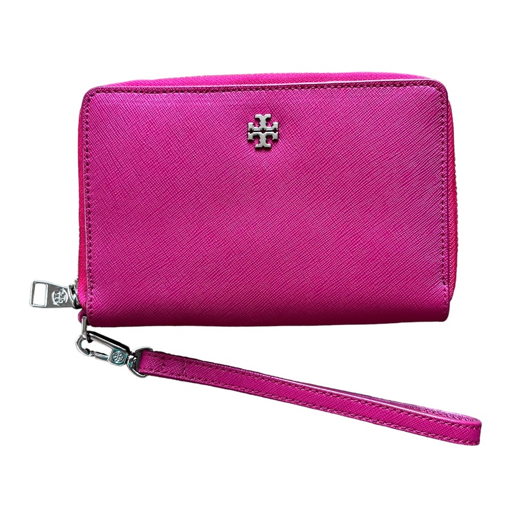 Tory Burch Robinson Zip Continental Wristlet Wallet, Hot Pink